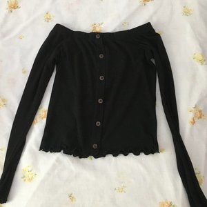 Off the shoulder black crop top